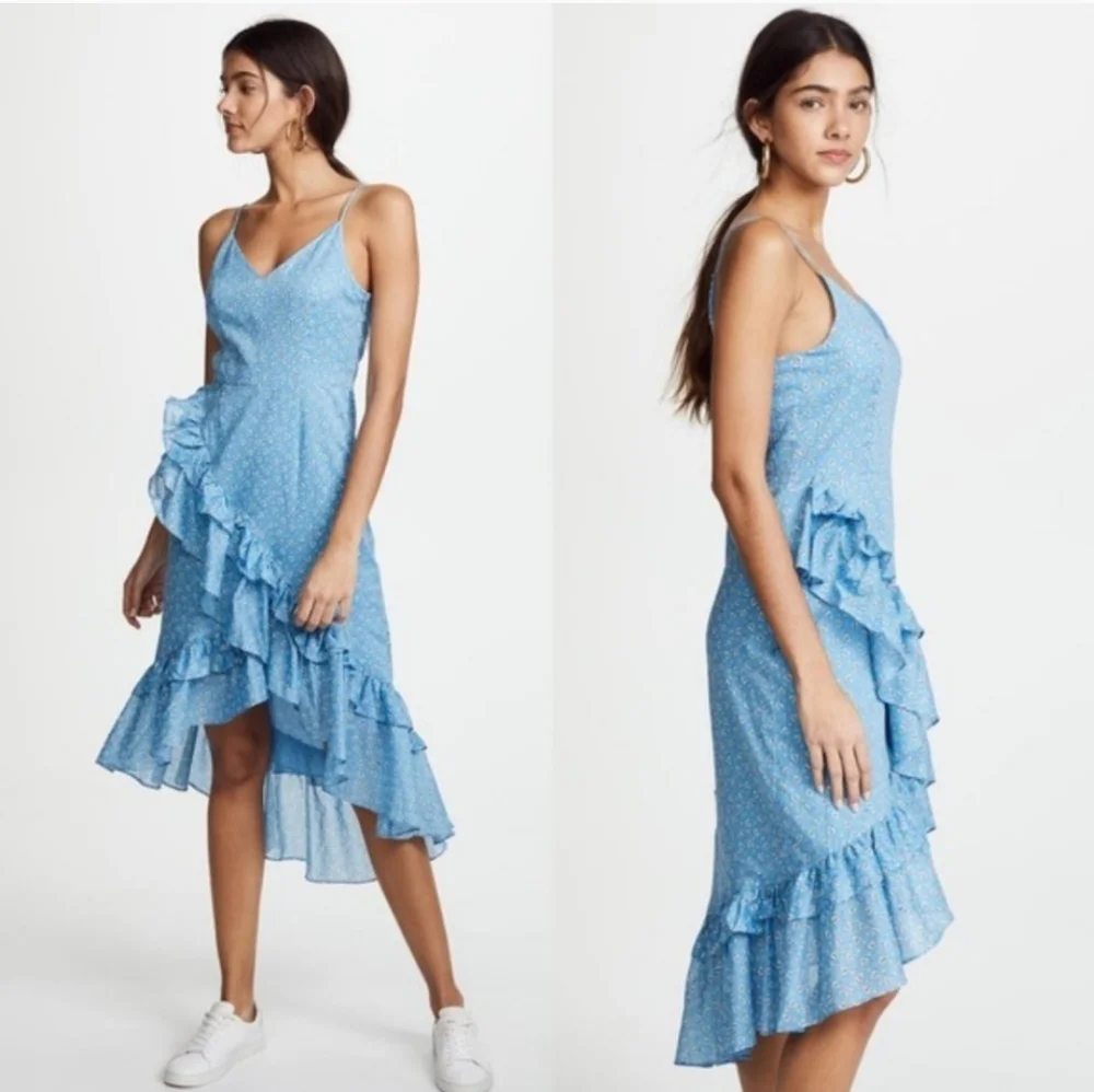 LOVESHACKFANCY... Maya Dress Dress A wrap-around ruffle and uneven hem....NWOT - Picture 2 of 8